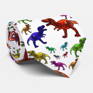 Witte Tyrannosaurus T Rex Regenboog Dinosaurussen Stropdas