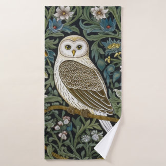Witte uil art nouveau stijl badhanddoek