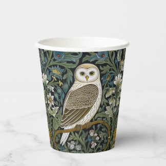 Witte uil art nouveau stijl papieren bekers