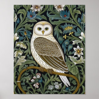 Witte uil art nouveau stijl poster