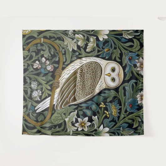 Witte uil art nouveau stijl wandkleed (Voorkant (horizontaal))