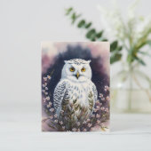 Witte Uil Bloemennacht Portret Briefkaart (Staand voorkant)