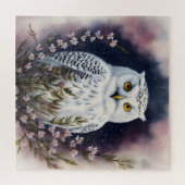 Witte Uil Bloemennacht Portret Legpuzzel (Horizontaal)
