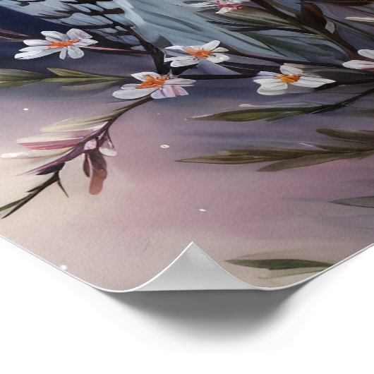 Witte Uil Bloemennacht Portret Poster (Hoek)