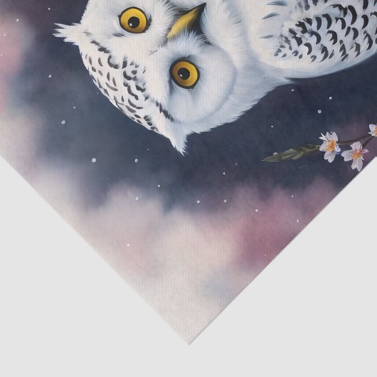 Witte Uil Bloemennacht Portret Tissuepapier (Detail)