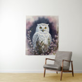 Witte Uil Bloemennacht Portret Wandkleed (In situ)