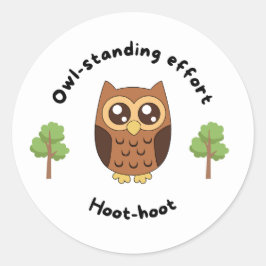 Witte uil boom leraar beloning ronde sticker