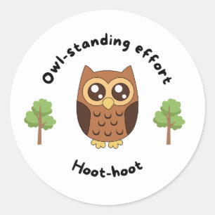 Witte uil boom leraar beloning ronde sticker