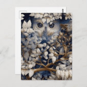 Witte uil die zich in het bos Briefkaart verbergt (Voorkant / Achterkant)