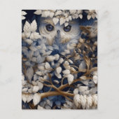 Witte uil die zich in het bos Briefkaart verbergt (Voorkant)