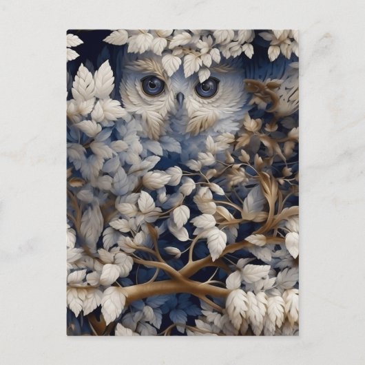 Witte uil die zich in het bos Briefkaart verbergt (Voorkant)