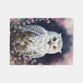 Witte Uil Floral Night Art Fleece Deken (Voorkant (Horizontaal))