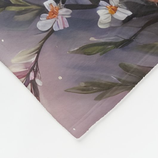 Witte Uil Floral Night Art Fleece Deken (Hoek)