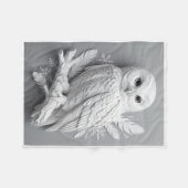 Witte Uil Gesculptureerde 3D Kunst Fleece Deken (Voorkant (Horizontaal))