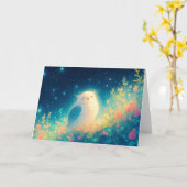 Witte uil onder een Sterrennacht hemel Kaart (Gele Bloem)