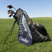 Witte uil op tak in maanlicht gepersonaliseerd golfhanddoek (Groen)