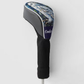 Witte uil op tak in maanlicht gepersonaliseerd golfheadcover (Schuin)