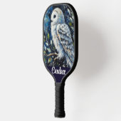 Witte uil op tak in maanlicht gepersonaliseerd pickleball paddle (Links)