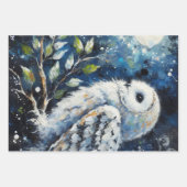 Witte uil op tak in maanlicht ontkoppeling inpakpapier vel (Voorkant)