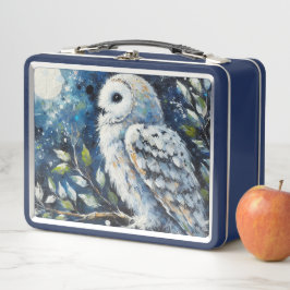 Witte Uil op tak in maanlicht schilderen