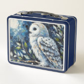 Witte Uil op tak in maanlicht schilderen (Achterkant)