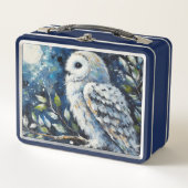 Witte Uil op tak in maanlicht schilderen (Voorkant)