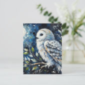 Witte Uil op tak in maanlicht schilderen Briefkaart (Staand voorkant)