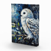 Witte Uil op tak in maanlicht schilderen Fotoblokken (Rechts)