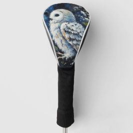 Witte Uil op tak in maanlicht schilderen Golfheadcover