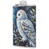 Witte Uil op tak in maanlicht schilderen Heupfles (Links)