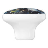 Witte Uil op tak in maanlicht schilderen Keramische Knop (Zijkant)