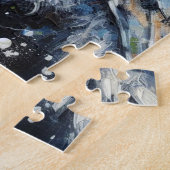 Witte Uil op tak in maanlicht schilderen Legpuzzel (Zijkant)