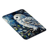 Witte Uil op tak in maanlicht schilderen Magneet (Rechterzijde)