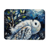 Witte Uil op tak in maanlicht schilderen Magneet (Horizontaal)