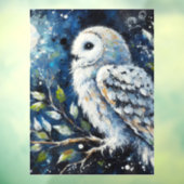 Witte Uil op tak in maanlicht schilderen Raamsticker (Vel 3)