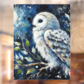 Witte Uil op tak in maanlicht schilderen Raamsticker (Vel 2)