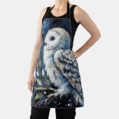 Witte Uil op tak in maanlicht schilderen Schort (Insitu)