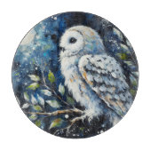 Witte Uil op tak in maanlicht schilderen Snijplank (Voorkant)