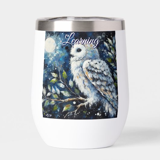 Witte Uil Op Tak in Maneschijn Persoonlijk (Achterkant)