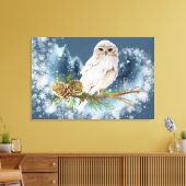 Witte Uil Print op Canvas (Insitu (Woonkamer))