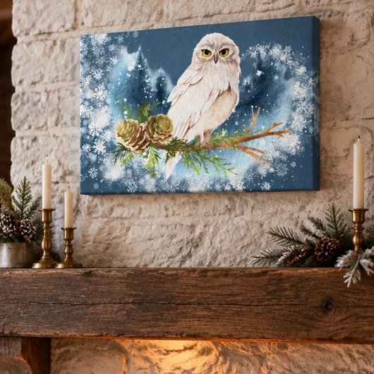Witte Uil Print op Canvas
