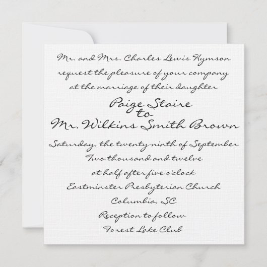 Witte uitnodiging (Voorkant)