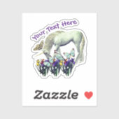 Witte Unicorn Butterflies Flowers, gepersonaliseer Sticker (Vel)