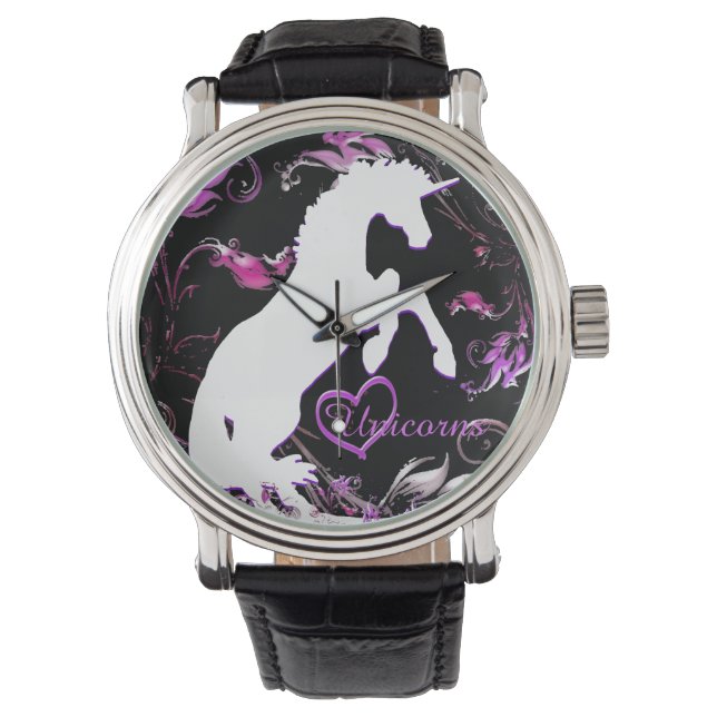 Witte Unicorn V (kleurrijke spuit) Horloge (Voorkant)