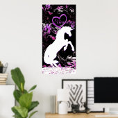 Witte Unicorn V (kleurrijke spuit) Poster (Thuiskantoor)