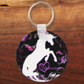 Witte Unicorn V (kleurrijke spuit) Sleutelhanger (Voorkant)