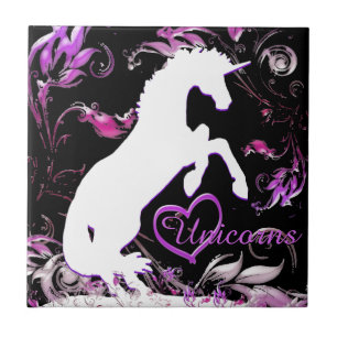 Witte Unicorn V (kleurrijke spuit) Tegeltje