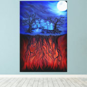 Witte uren tussen de hemel en de hel canvas afdruk (Insitu (Houten vloer))