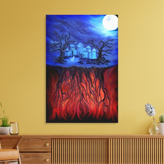 Witte uren tussen de hemel en de hel canvas afdruk (Insitu (Woonkamer))