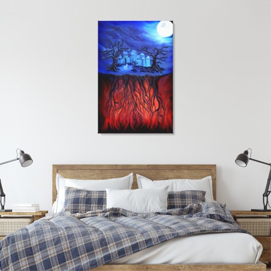 Witte uren tussen de hemel en de hel canvas afdruk (Insitu (Slaapkamer))